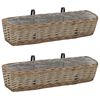 vidaXL Balcony Planter Set of 2 Brown Wicker with PE lining 31.5 in long