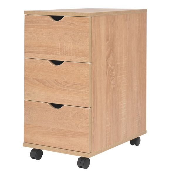 vidaXL Drawer Unit Oak Engineered wood, Plastic 13.0 x 17.7 x 23.6 in