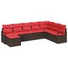 vidaXL Sofa Set with Cushion 8 pcs Brown Poly Rattan