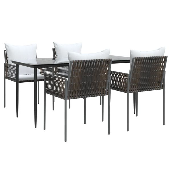 vidaXL Garden Dining Set Brown, Black, Cream white