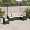 vidaXL Garden Sofa Set Black Sofa with Cream White Cushions