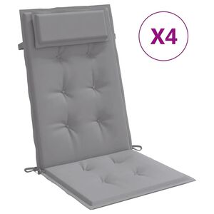 vidaXL Highback Chair Cushion Set of 4 Grey Oxford fabric (100% polyester)