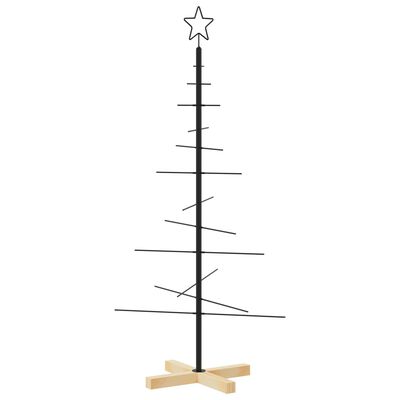 vidaXL Metal Christmas Tree with Wooden Base Black 47.2"