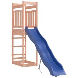 vidaXL Outdoor Playset Wooden - natural wood color, Blue slide