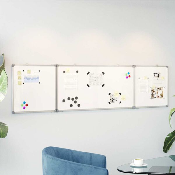 vidaXL Magnetic Whiteboard Foldable 78.7x19.7x0.7" Aluminium