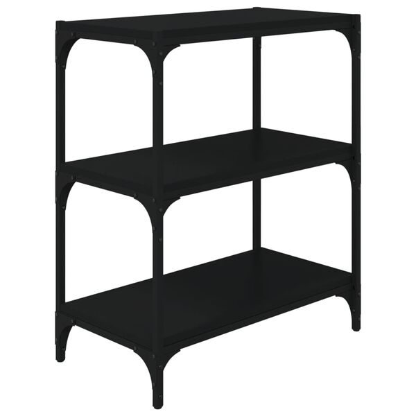 vidaXL Book Cabinet Black Engineered wood and steel Medium Book Cabinet