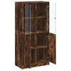 vidaXL Highboard Smoked oak Engineered wood, glass 26.8 x 14.6 x 55.9 in