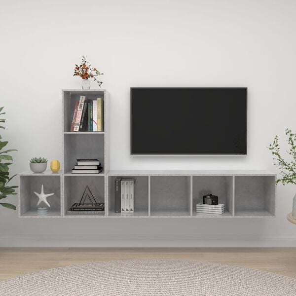 vidaXL TV Cabinet Set Concrete Grey Engineered Wood TV Cabinet Set