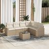 vidaXL Garden Sofa Set Beige PE rattan 7-piece set Adjustable Armrests