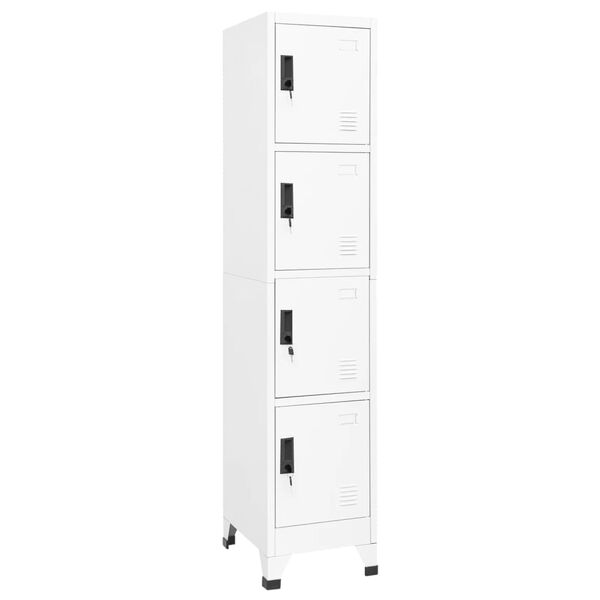 vidaXL Locker Cabinet White Steel Standard Locker Cabinet Rectangular