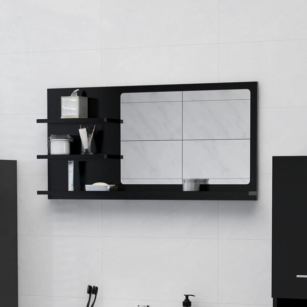 vidaXL Mirror Black Engineered wood, acrylic 35.4 x 4.1 x 17.7 in