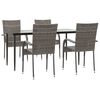 vidaXL Garden Dining Set Grey PE rattan, powder-coated steel, tempered glass