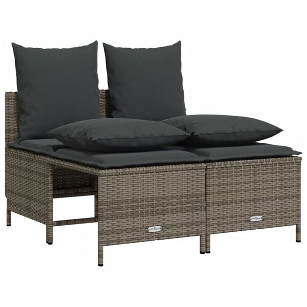 vidaXL Garden Sofa Set Grey PE rattan Standard Modular Garden Sofa Set