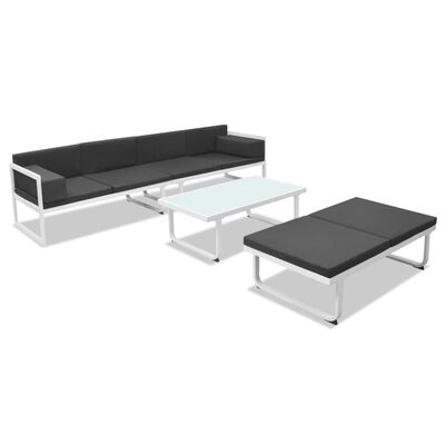 vidaXL 4 Piece Patio Lounge Set with Cushions Aluminum Black