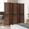 vidaXL Room Divider 5 Panels Dark Brown Solid Wood Paulownia