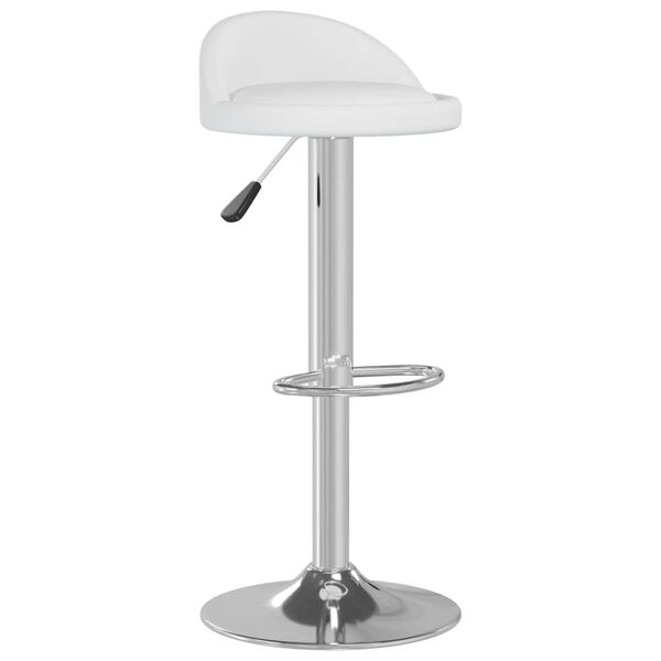 vidaXL Bar Stool Set of 2 White Faux leather, chromed steel Adjustable