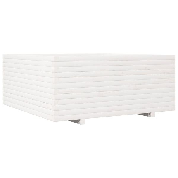 vidaXL Garden Planter White Solid pine wood Large Decorative Inlays