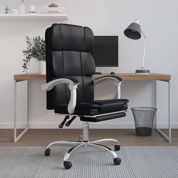 vidaXL Reclining Office Chair Black Faux leather, metal, plywood, foam