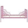 vidaXL Extendable Bed Frame Pink Powder-coated metal Twin Extendable