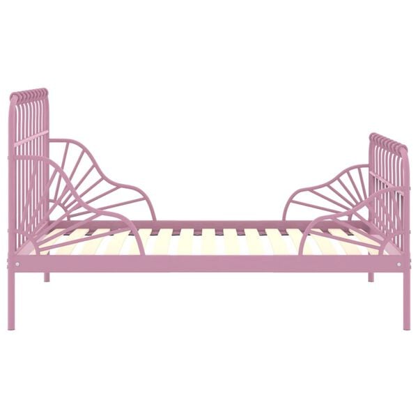 vidaXL Extendable Bed Frame Pink Powder-coated metal Twin Extendable
