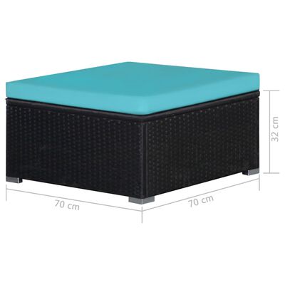 vidaXL 9 Piece Patio Lounge Set with Cushions Poly Rattan Blue