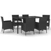 vidaXL 7 Piece Patio Dining Set with Cushions Black Poly Rattan