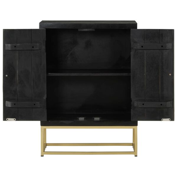 vidaXL Sideboard Black and Gold Solid mango wood Medium Sideboard