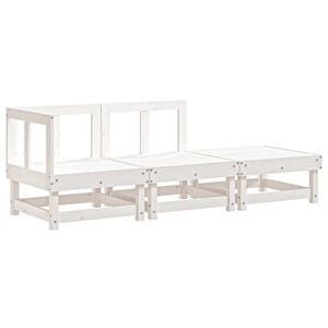 vidaXL Garden Lounge Set White Solid pine wood