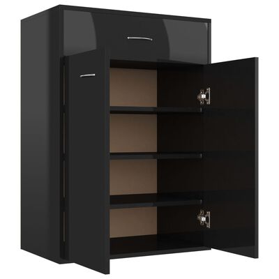 vidaXL Shoe Cabinet High Gloss Black 23.6"x13.8"x33.1" Chipboard