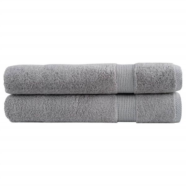 vidaXL Towel Set of 2 Grey 100% Cotton XL Durable Towel