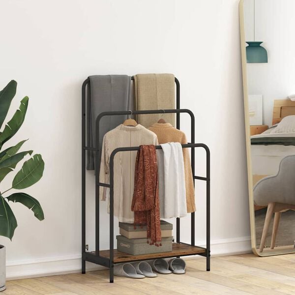 vidaXL Cloth Rack Old Wood 23.62 x 11.81 x 39.57 in Engineered wood