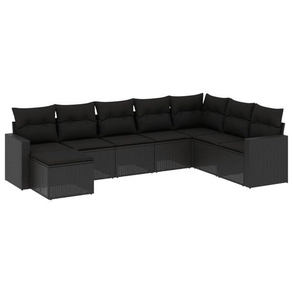 vidaXL Garden Sofa Set Black PE rattan, powder-coated steel, 100% polyester