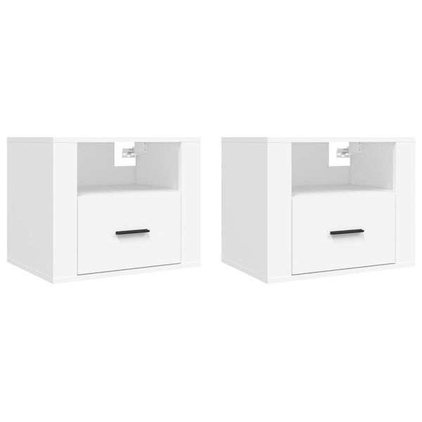 vidaXL Wall-mounted Bedside Cabinet Set of 2 White Engineered wood
