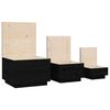 vidaXL Storage Box Set of 3 Black Solid pine wood Large, Medium, Small
