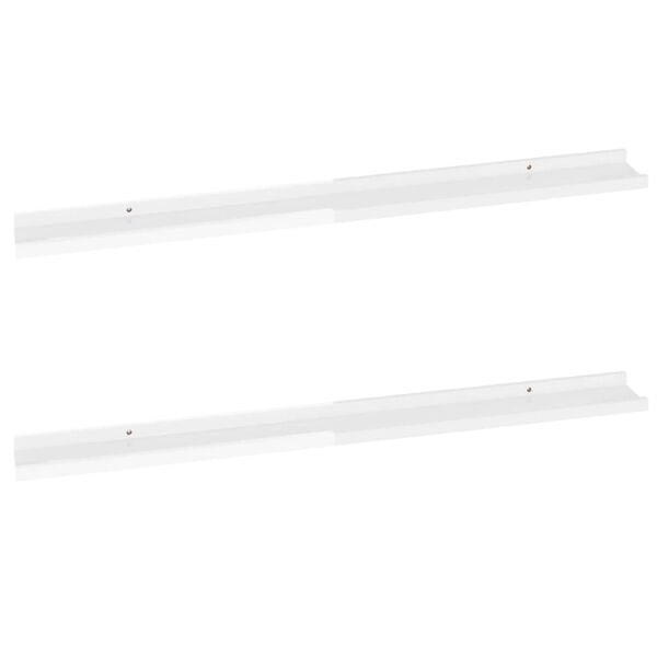 vidaXL Wall Shelf Set of 2 High gloss white MDF Medium Wall mounting