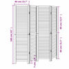 vidaXL Room Divider 4 Panels White Solid Wood Paulownia