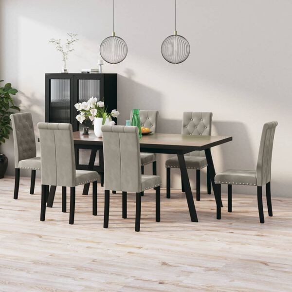 vidaXL Dining Chairs 6 pcs Light Gray Velvet