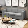 vidaXL Sofa Light grey Polyester fabric, Wooden frame, Chrome-plated legs