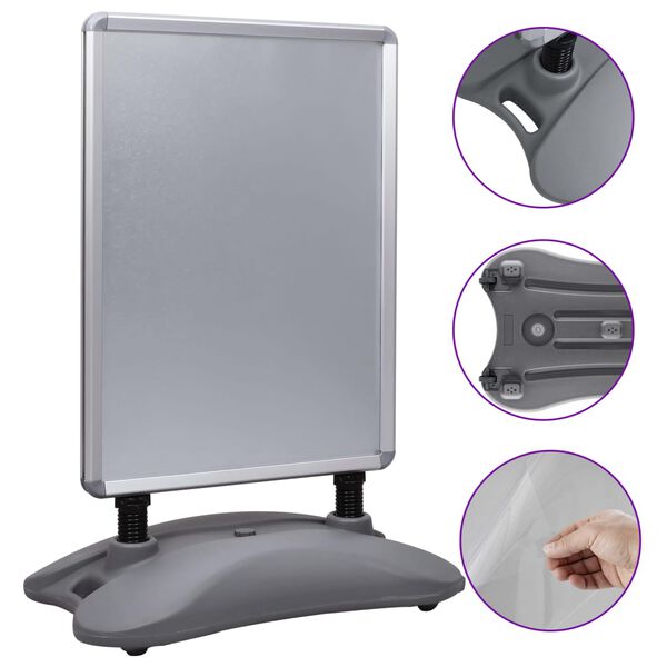 vidaXL A1 Waterbase Poster Stand Grey Aluminium Alloy