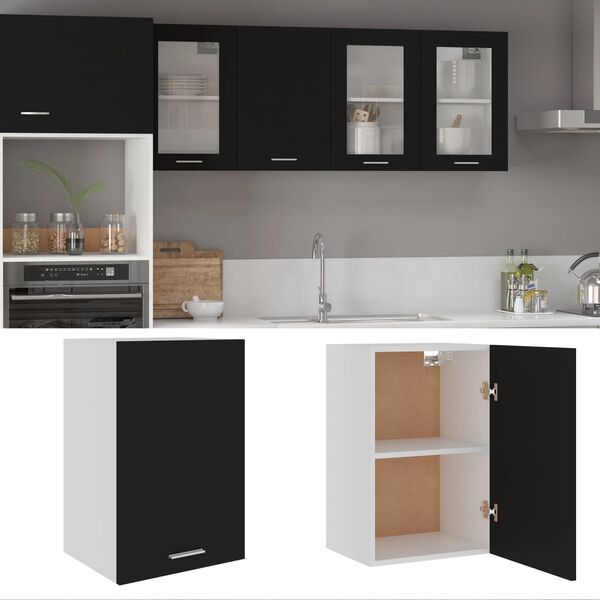 vidaXL Hanging Cabinet Black Engineered wood Medium Hanging Cabinet
