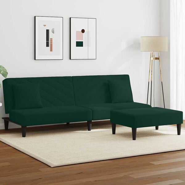 vidaXL Sofa Set Dark Green Velvet, Foam, Wood, Plastic 2 Piece