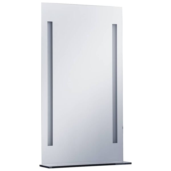 vidaXL Bathroom Mirror Silver Glass, Aluminum 23.6 x 39.4 in Lights