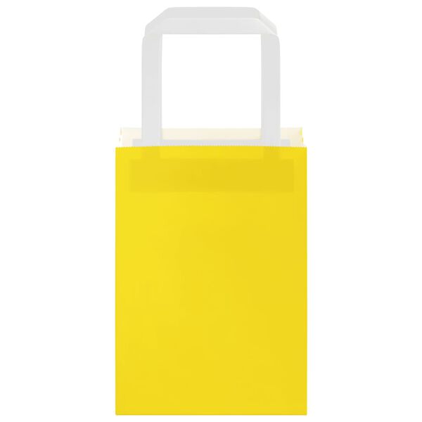 vidaXL Paper Bags 250 pcs with Handles Yellow 15x8x21 cm