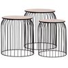 vidaXL Coffee Table Set of 3 Black Metal, MDF Set of 3 Stackable