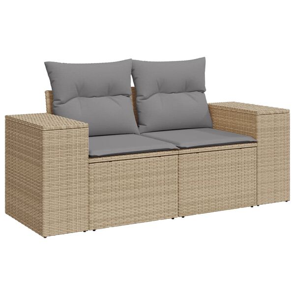 vidaXL Garden Sofa Set Beige PE Rattan Large Modular Garden Sofa Set