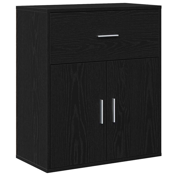 vidaXL Sideboard Black Oak 23.62 x 12.20 x 27.56 in Engineered Wood