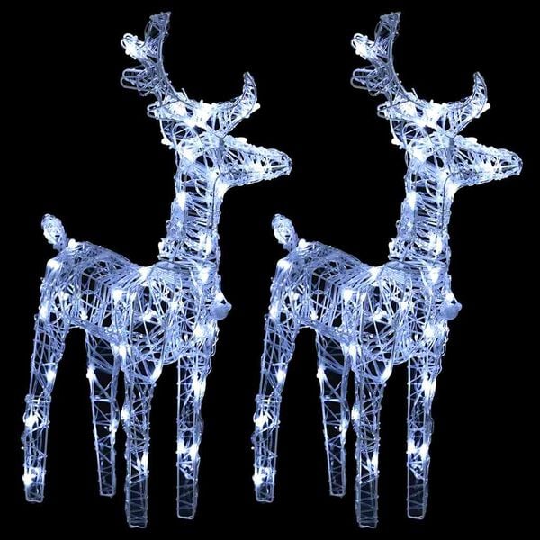 vidaXL Christmas Reindeer Set of 2 Cool White Acrylic Decorative Inlays