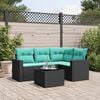 vidaXL 5 Piece Patio Sofa Set with Cushions Black Poly Rattan