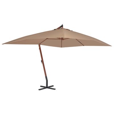 vidaXL Cantilever Umbrella with Wooden Pole 157.5"x118.1" Taupe