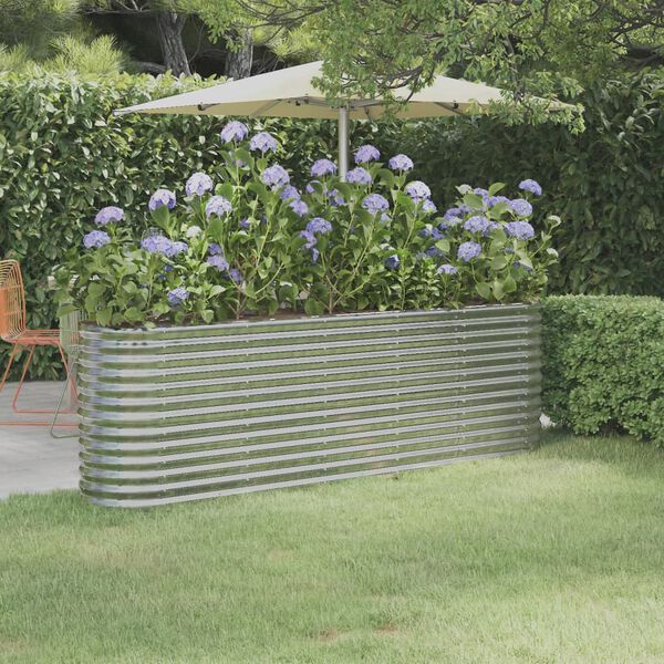 vidaXL Garden Raised Bed Silver Powder-coated steel Large Durable